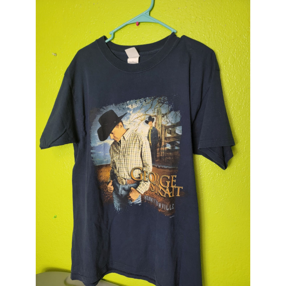 Vintage 2003 George Strait Concert Tour Shirt Honkytonkville Country Music Blue